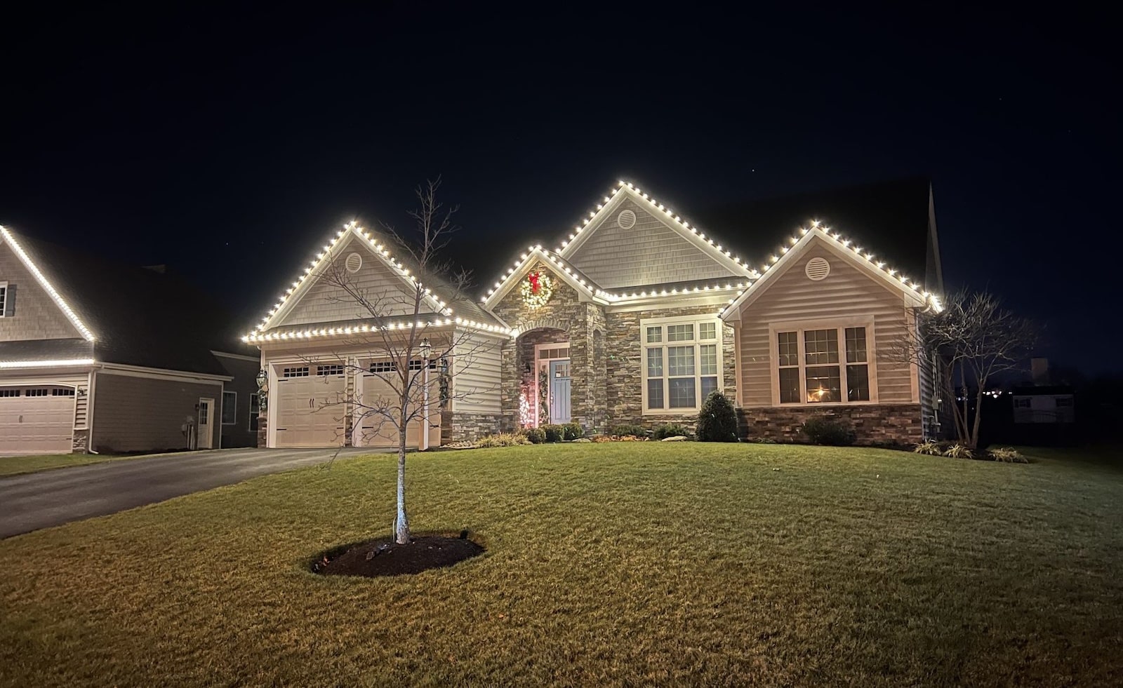 Holiday light installation on a residential home in Antioch, CA